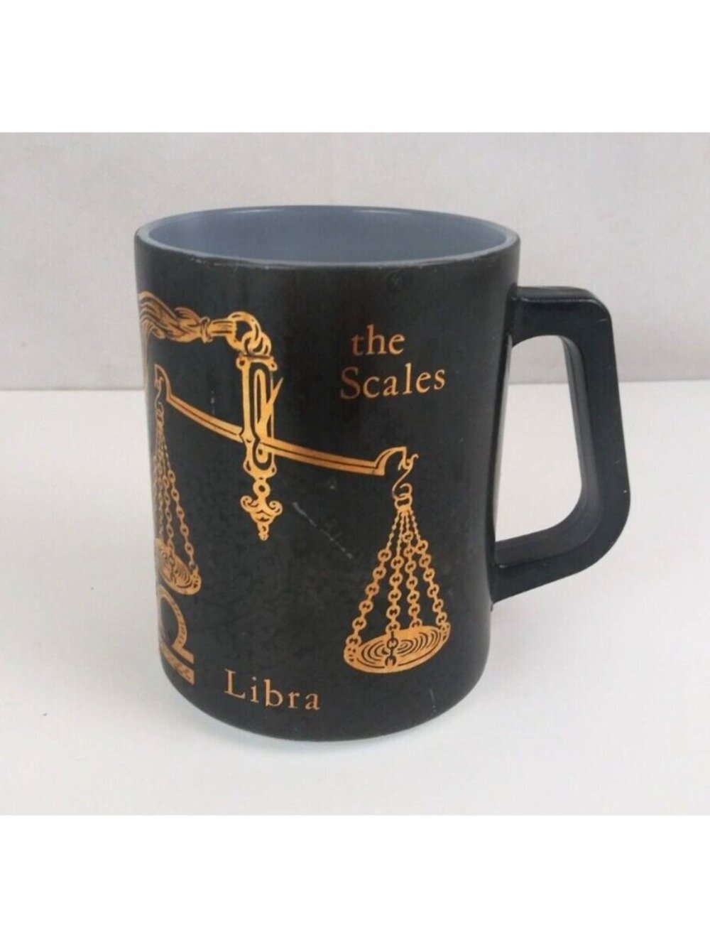 Vintage Federal Astrology Zodiac Sign Libra The Scales Milk Glass Coffee Cup